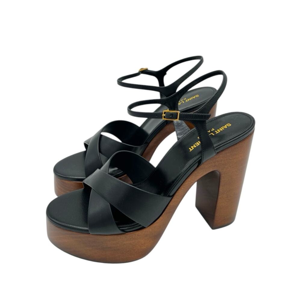 Saint Laurent Bianca Platform Sandals Black Leather - US 11 (EU 41) - Picture 3 of 15